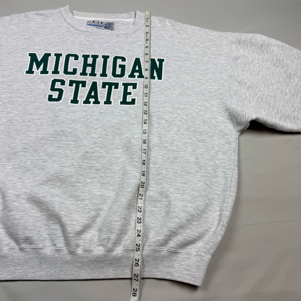 Vtg Michigan State Spartans Mens Crewneck Sweatshirt XL 90s Spell Out Grey B6 - Picture 10 of 10